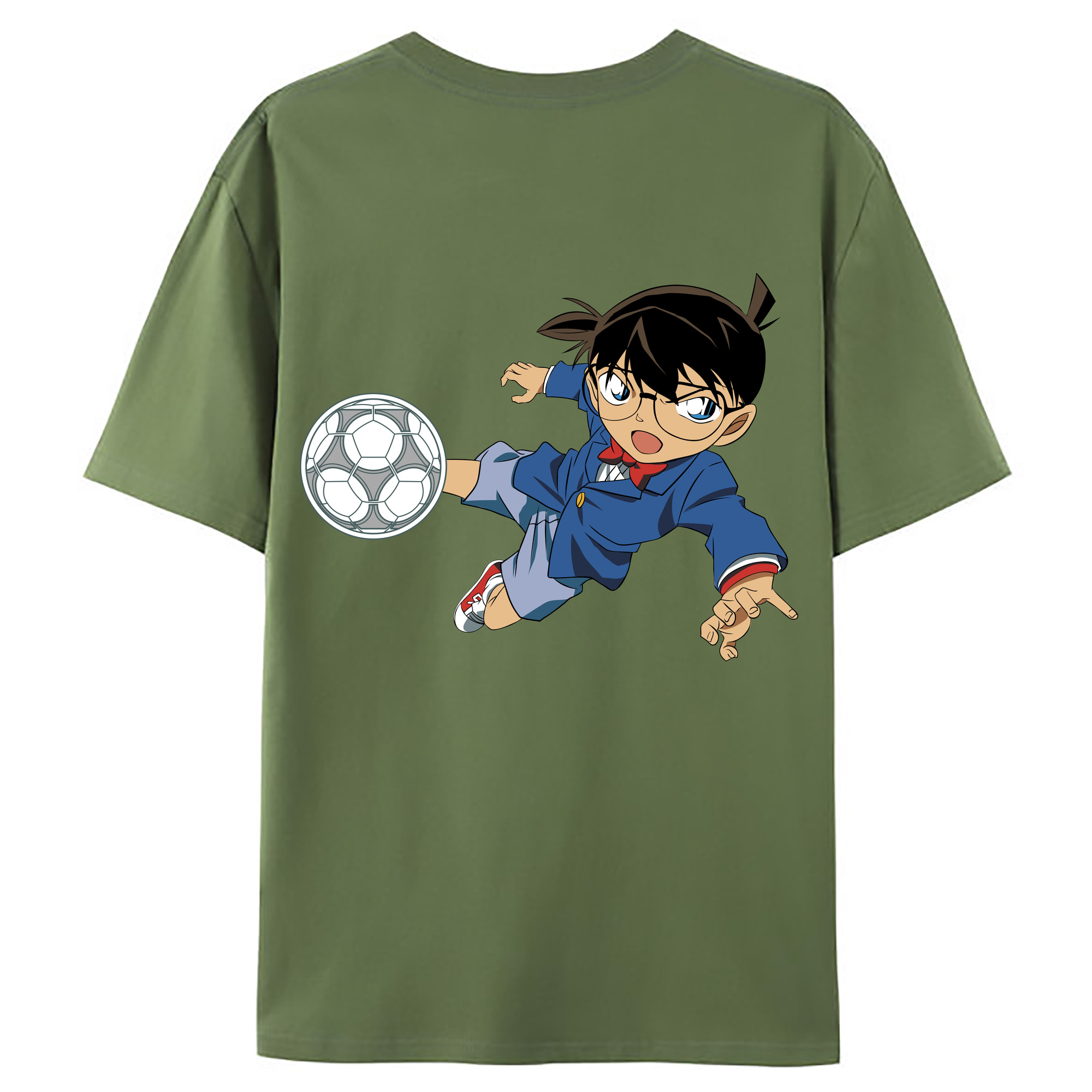 （画像用） 名探偵コナン 江戸川 コナン Detective Conan Conan Edogawa 綿100％ メンズ半袖Tシャツ（バックプリント） 通気性